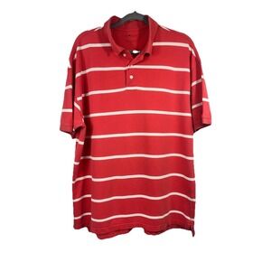 Sun River Mens Short Sleeve Polo Shirt L Red White Stripe Cotton Classic Golf